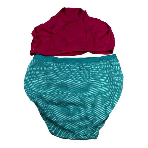 Lot Of 2 Hanes Women's Sz XL 8 Panty Brief Hi Cut 1 Pink 1 Green Polka Dot NWOT - Picture 5 of 9